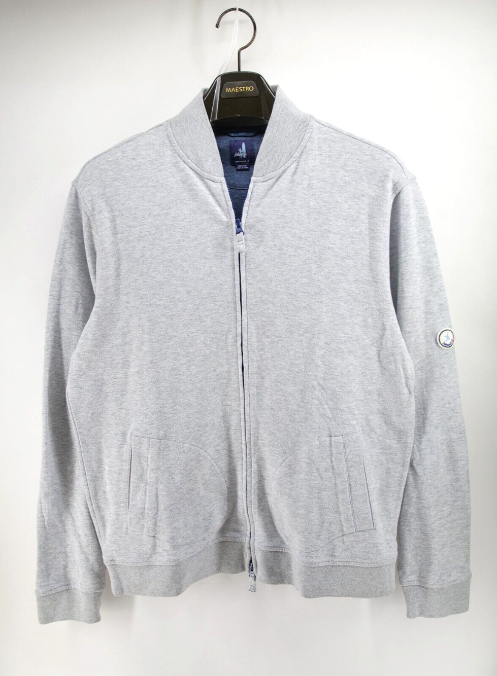 Johnnie O Dierks Knit Baseball Jacket Medium Lightweight Heather‎ Grey Full Zip